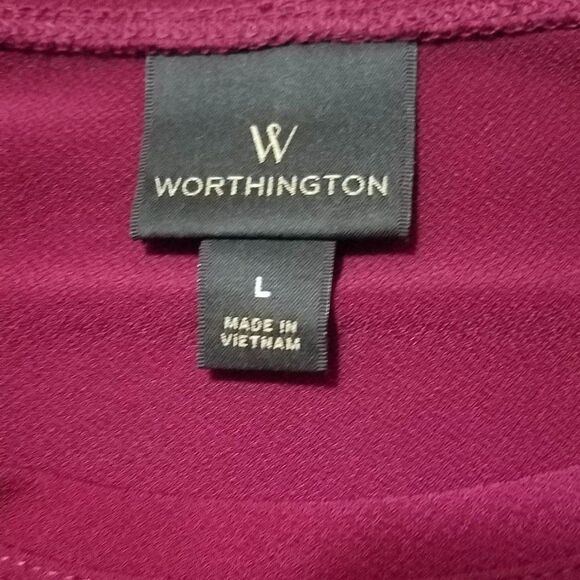 Worthington Ruffle shoulder Half Sleeve Tee Size Large - Picture 2 of 8